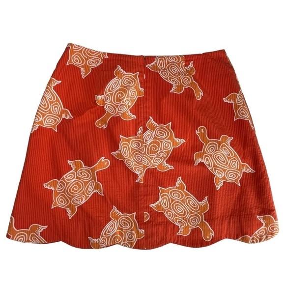 LILLY PULITZER WHITE LABEL Y2K SEA TURTLE SEERSUCKER SCALLOP HEM MINI SKIRT - Picture 4 of 13